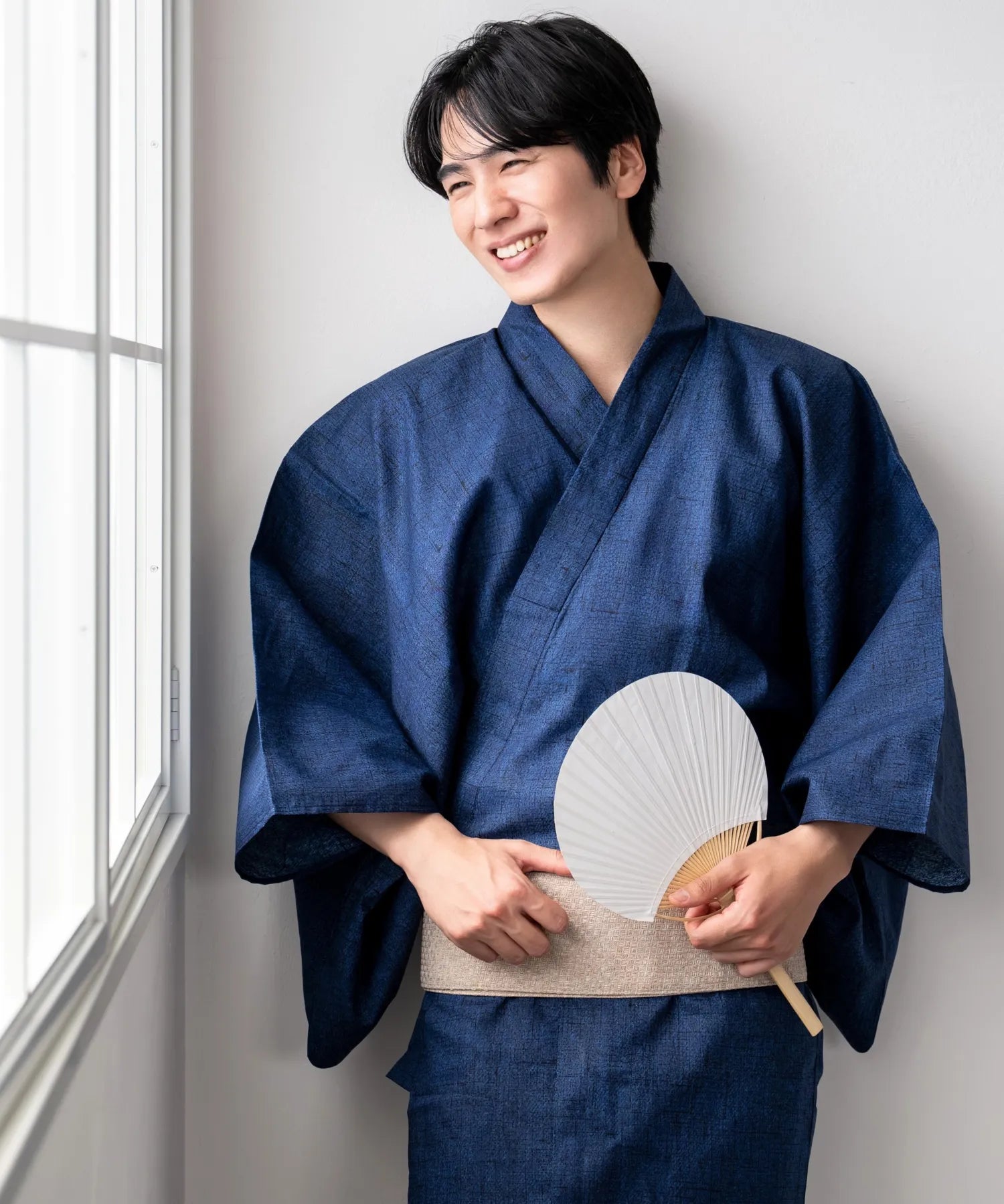 粋夏浴衣 和調藍織 メンズ 3点セット(浴衣・角帯・雪駄)