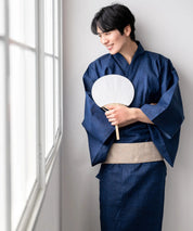 粋夏浴衣 和調藍織 メンズ 3点セット(浴衣・角帯・雪駄)