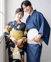 粋夏浴衣 和調藍織 メンズ 3点セット(浴衣・角帯・雪駄)