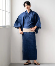 粋夏浴衣 和調藍織 メンズ 3点セット(浴衣・角帯・雪駄)