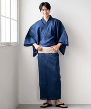 粋夏浴衣 和調藍織 メンズ 3点セット(浴衣・角帯・雪駄)
