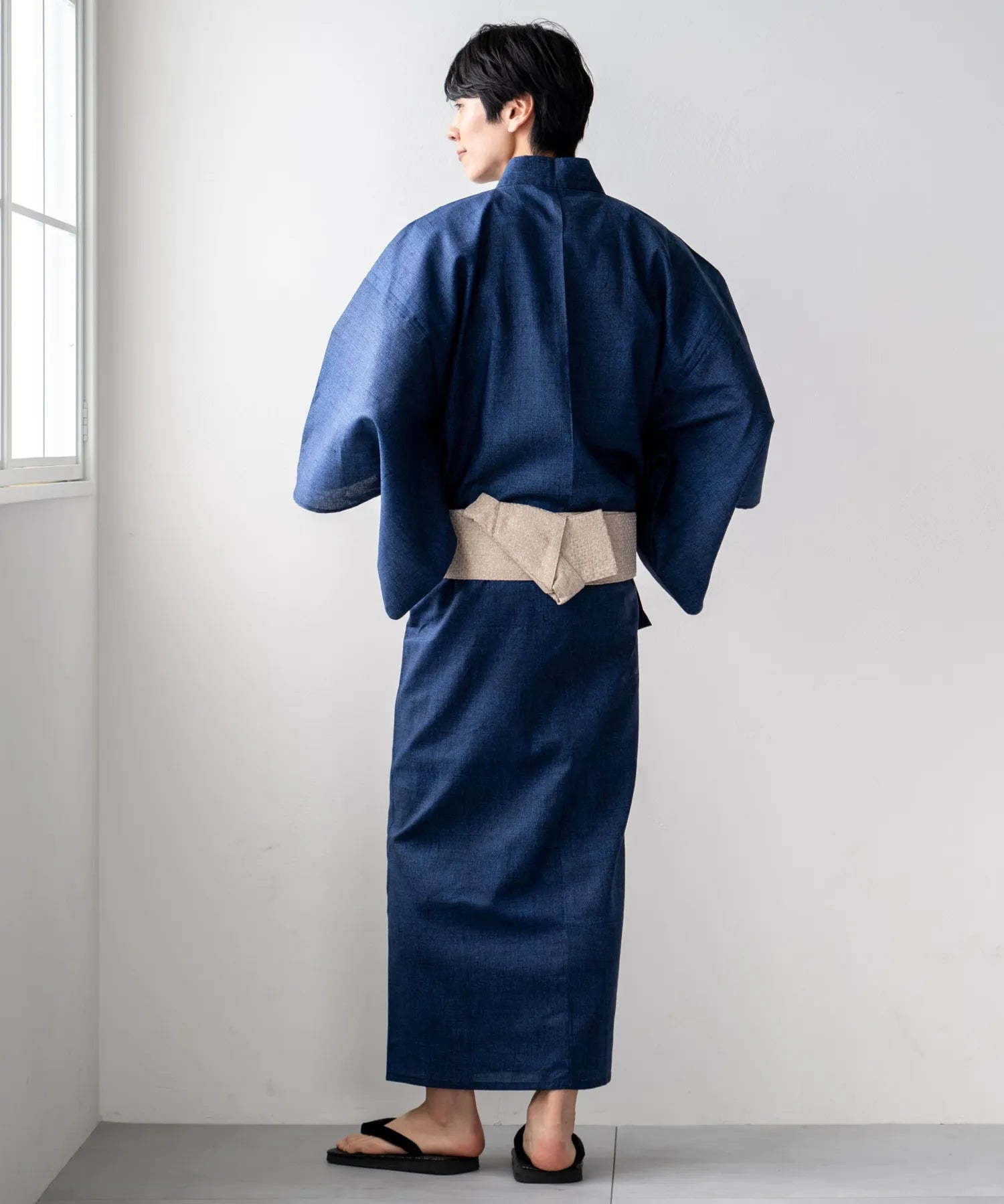 粋夏浴衣 和調藍織 メンズ 3点セット(浴衣・角帯・雪駄)