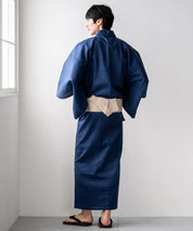 粋夏浴衣 和調藍織 メンズ 3点セット(浴衣・角帯・雪駄)