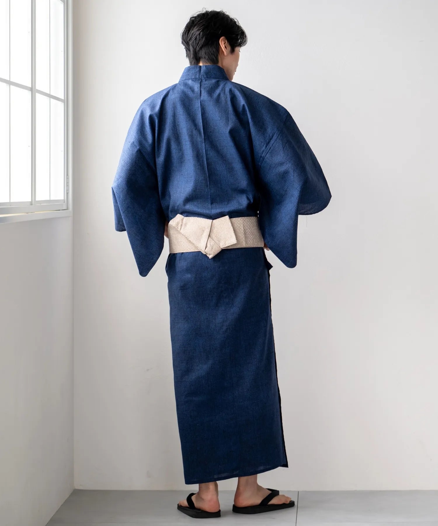 粋夏浴衣 和調藍織 メンズ 3点セット(浴衣・角帯・雪駄)
