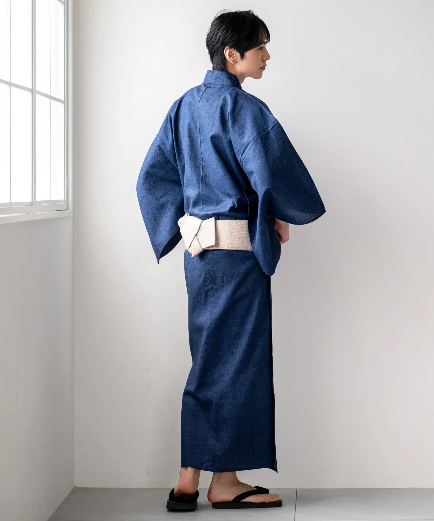 粋夏浴衣 和調藍織 メンズ 3点セット(浴衣・角帯・雪駄)