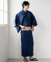 粋夏浴衣 和調藍織 メンズ 3点セット(浴衣・角帯・雪駄)