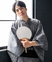 粋夏浴衣 漆墨粋織 メンズ 3点セット(浴衣・角帯・雪駄)