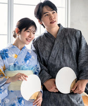 粋夏浴衣 漆墨粋織 メンズ 3点セット(浴衣・角帯・雪駄)